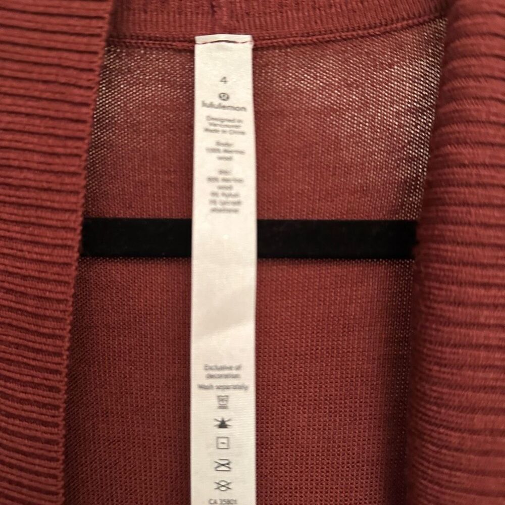 Lululemon dark red wrap wool sweater- size 4 - Picture 5 of 7